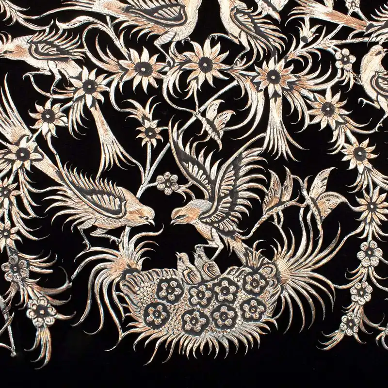 تابلو قلمزنی طرح گل و مرغ و چوگان کد 10060-5