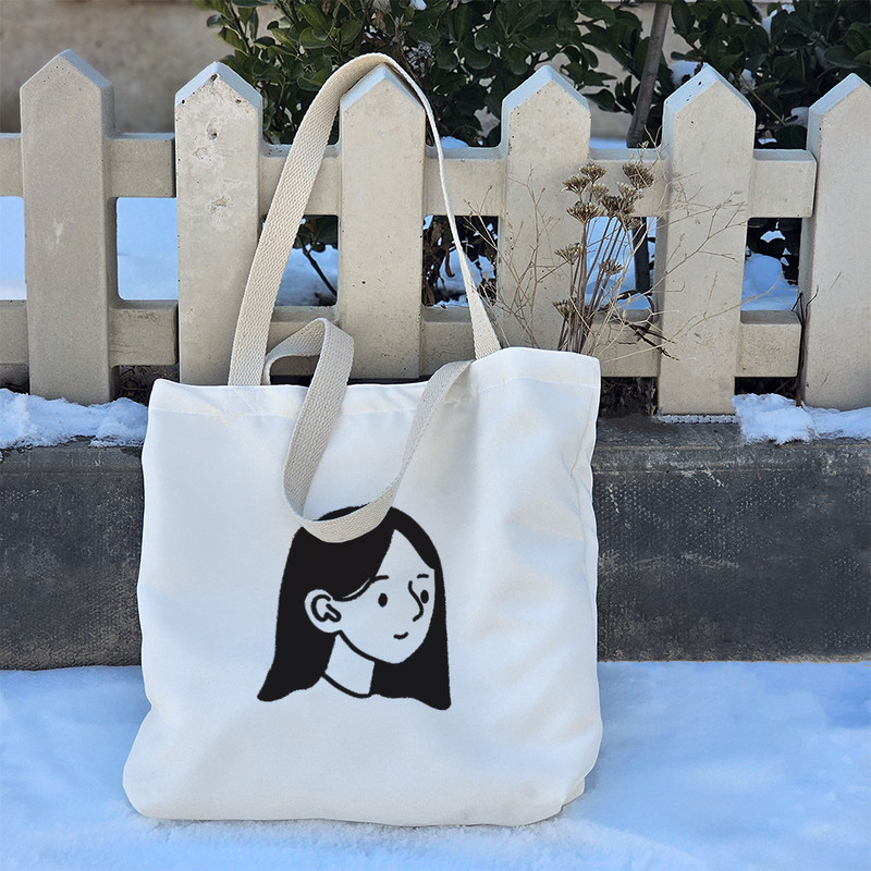 ساک خرید پارچه ای خندالو طرح پرتره دختر مدل توت بگ کد 6945