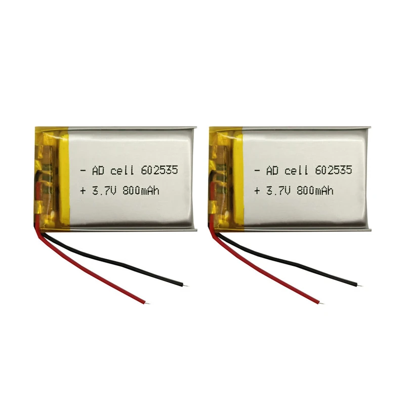 باتری لیتیومی کد 602535 ظرفیت 800 میلی آمپرساعت بسته 2 عددی