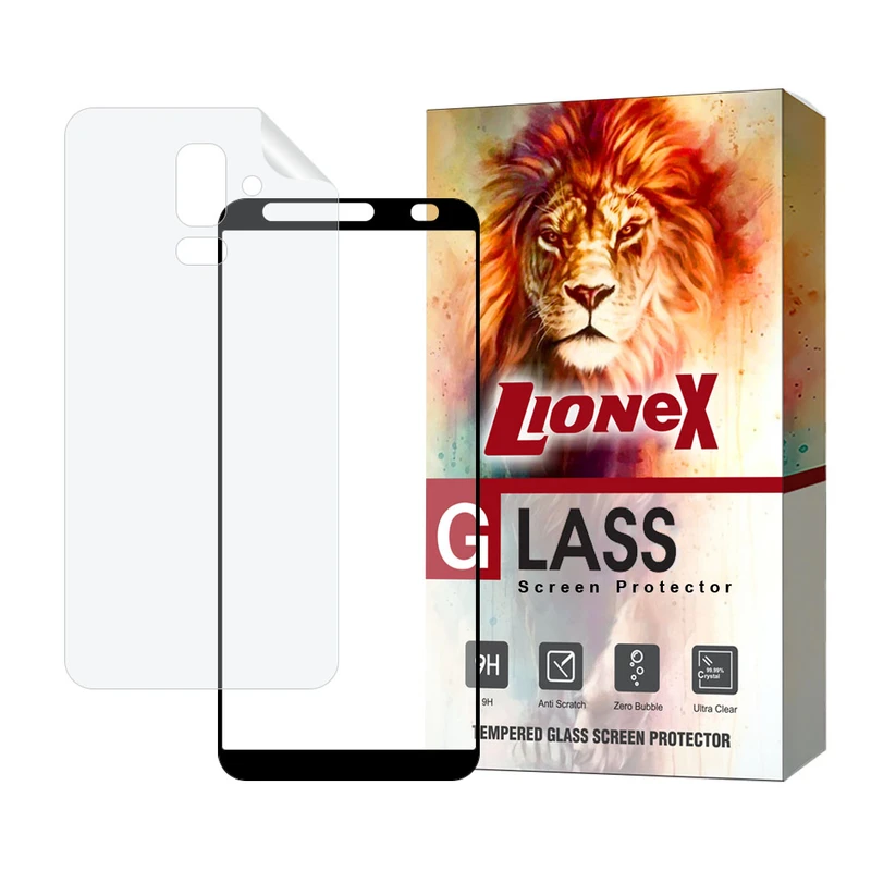 محافظ صفحه نمایش لایونکس مدل MCERAMNANOL مناسب برای گوشی موبایل سامسونگ Galaxy J8 به همراه محافظ پشت گوشی