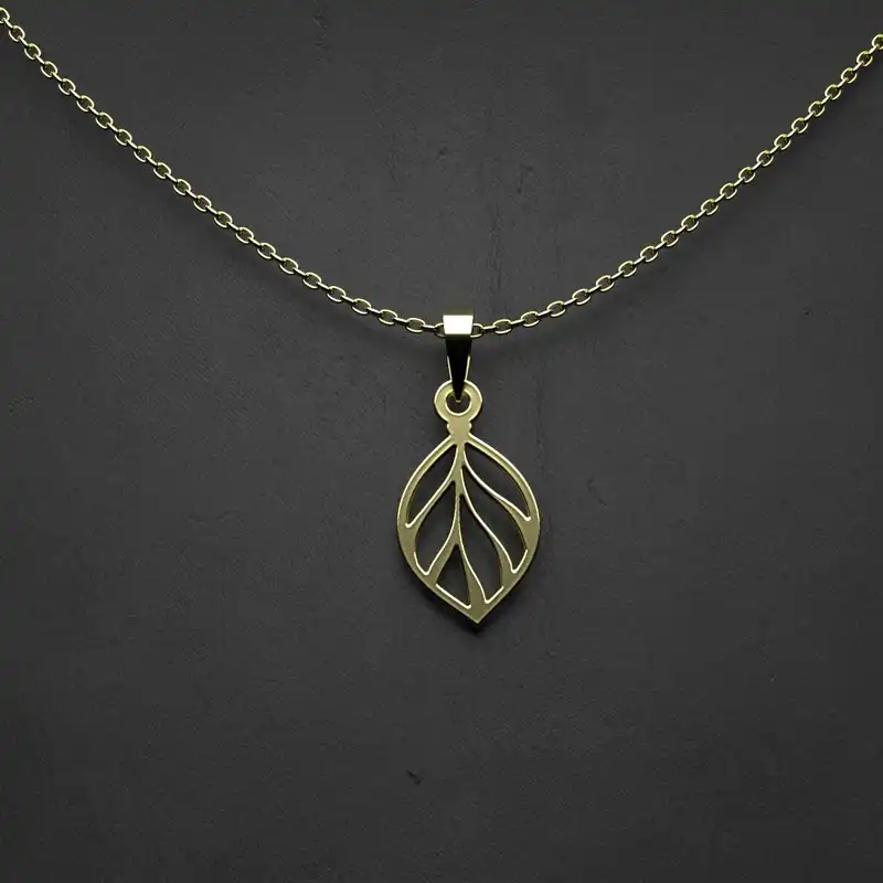 گردنبند طلا 18 عیار زنانه مدوپد مدل برگ کد QQ2-1-1081