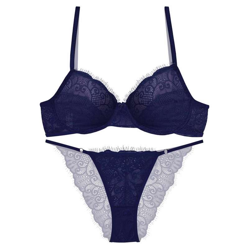 ست شورت و سوتین زنانه نوشه پوش کد 54004 رنگ سرمه‌ای