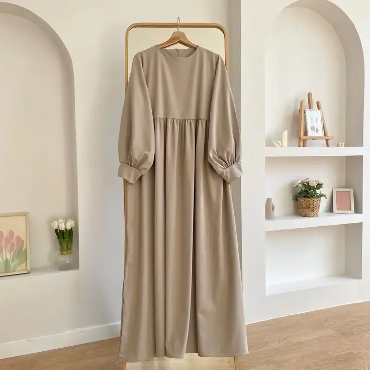 پیراهن زنانه مدل عبایی رنگ کرم