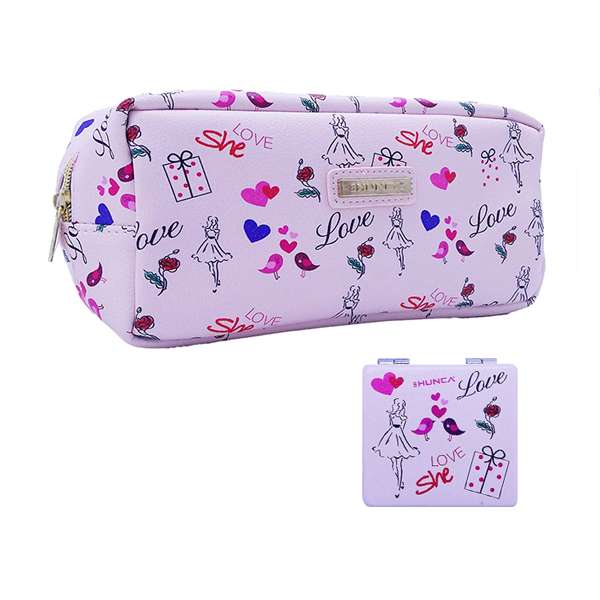  کیف لوازم آرایش زنانه شی مدل لاو به همراه آینه تاشو