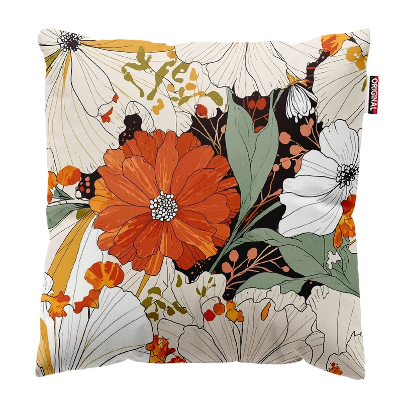 کوسن پاد آفرین مدل فانتزی طرح گل و برگ کد PK402340 سایز 40*40 سانتی متر