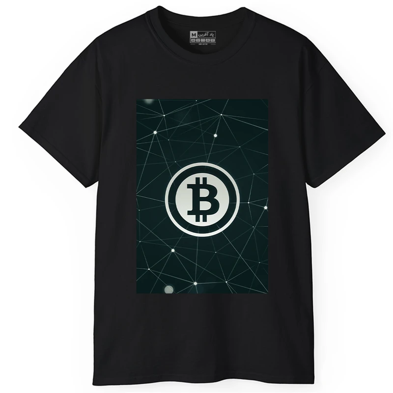 تی‌ شرت آستین کوتاه یقه گرد مردانه پاد آفرین طرح بیت کوین ارز دیجیتال کریپتوکارنسی کد 851