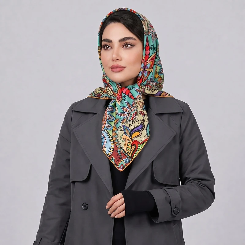 روسری زنانه آنالیا مدل ابریشمی طرح ماهان کد ana-2020