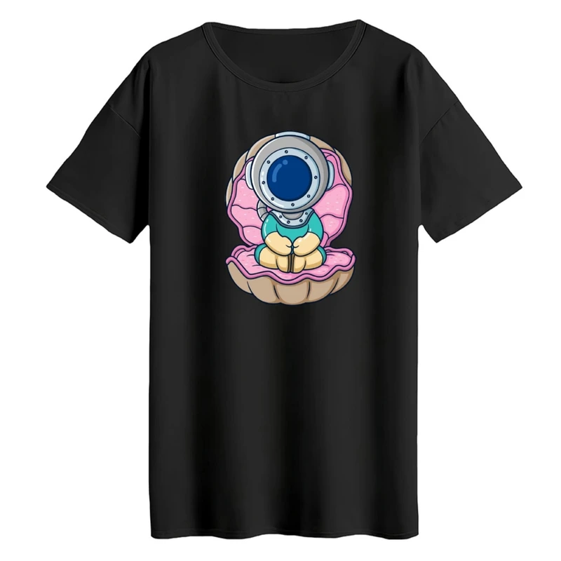 تی‌شرت لانگ آستین کوتاه زنانه مدل آدم فضایی کد04