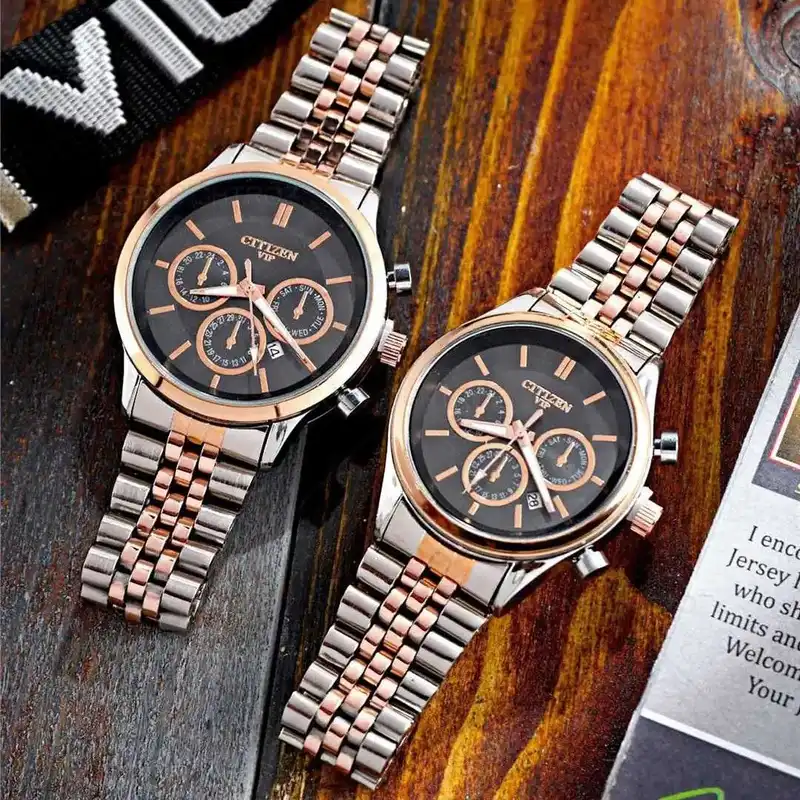 ست ساعت مچی عقربه ای  زنانه و مردانه  مدل تک موتور ساده 04