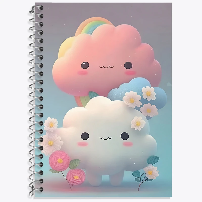 دفتر زبان 50 برگ خندالو مدل دو خط طرح ابر کیوت کد N4060