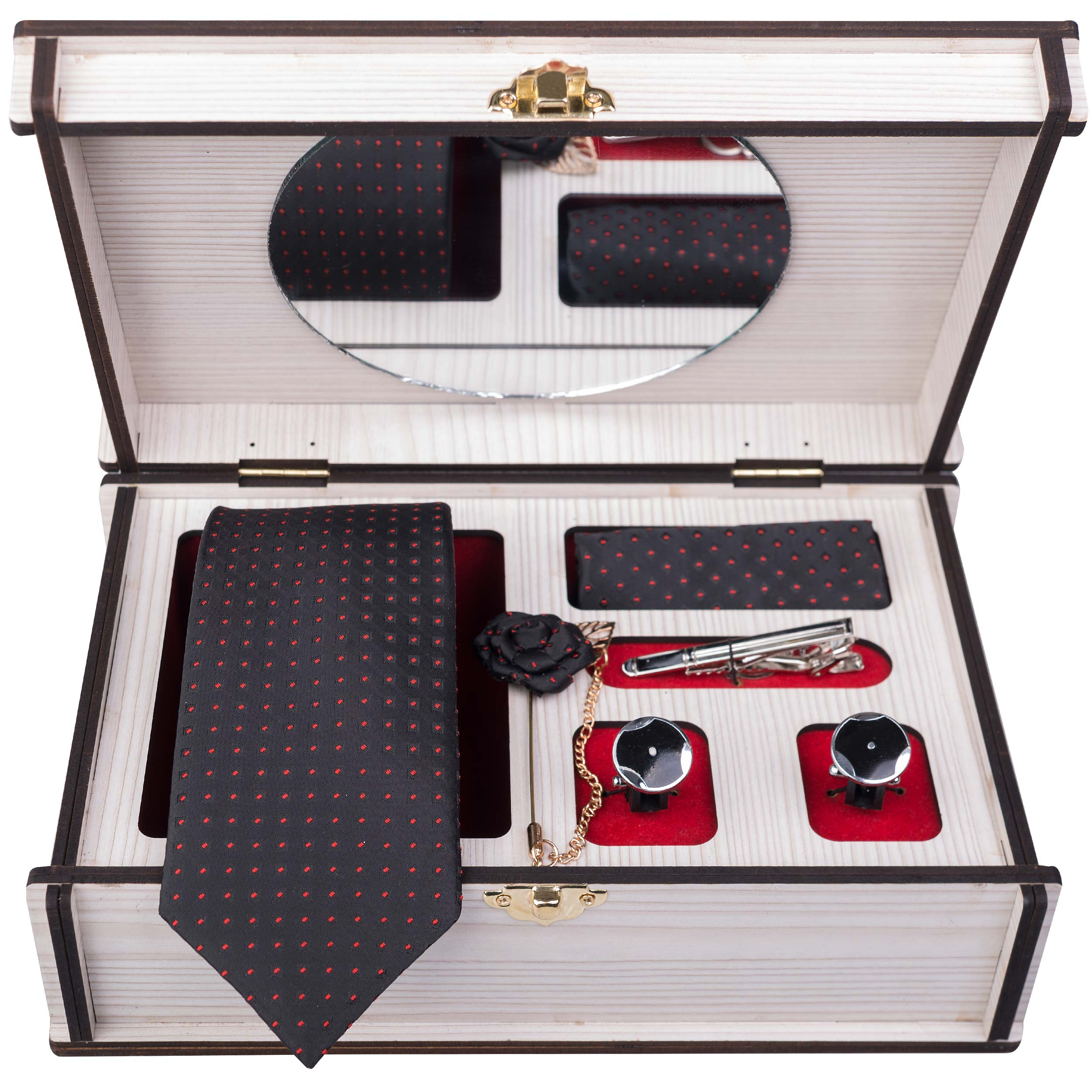 ست کراوات و دستمال جیب و دکمه سردست مردانه جیان فرانکو روسی مدل GF-PA932-BK-BOX