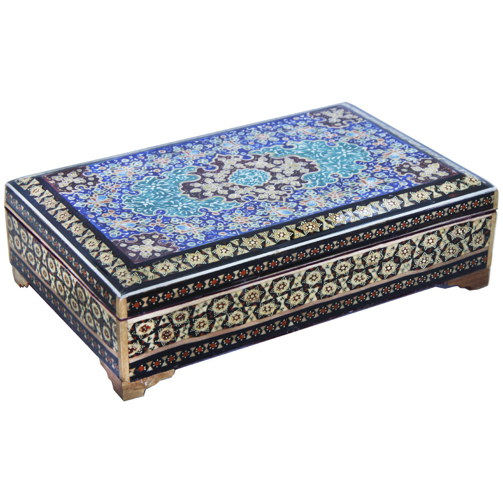 جعبه جواهرات خاتم کاری طرح تذهیب مدل 1422 کد 9095