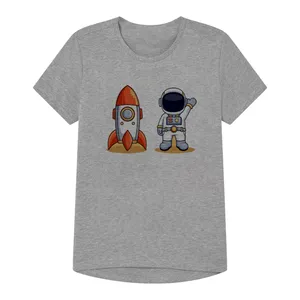 تی شرت آستین کوتاه پسرانه مدل فضانورد کد B124  رنگ طوسی