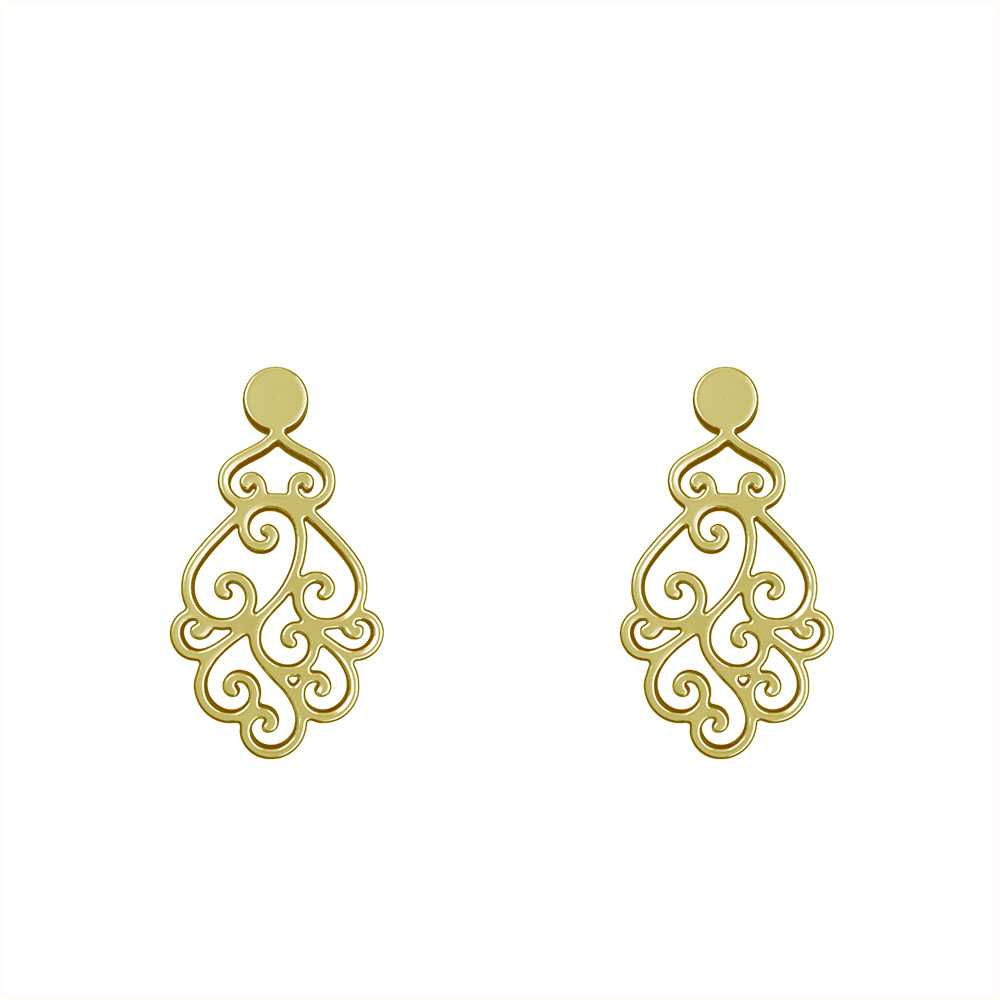 گوشواره طلا 18 عیار زنانه مدوپد مدل اسلیمی کد GA1-11345