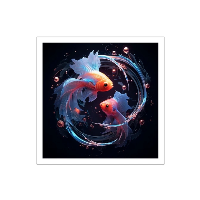 تابلو نوری بکلیت طرح طبیعت دریا و ماهی مدل W-MID-16018