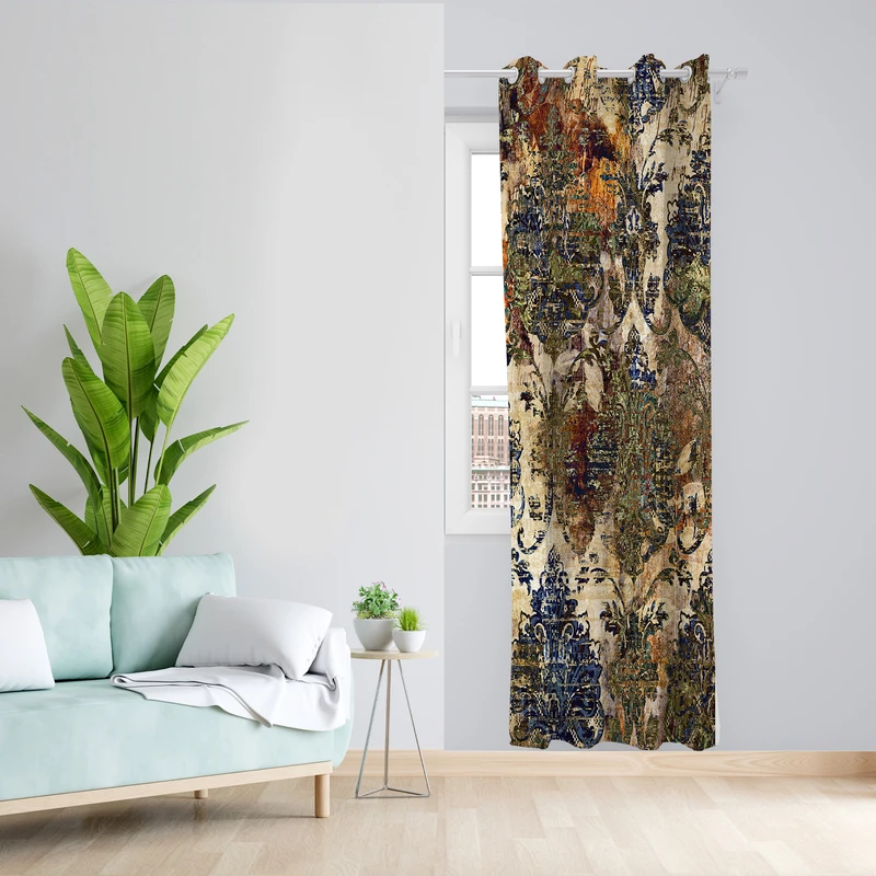 پرده طرح پتینه مدل مخمل پانچی کد L 1036L Z سایز 140x200 سانتی متر