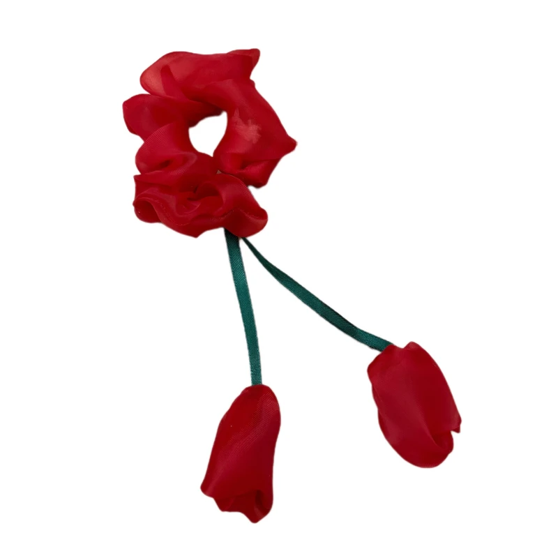 کش مو زنانه مدل اسکرانچی طرح گل لاله