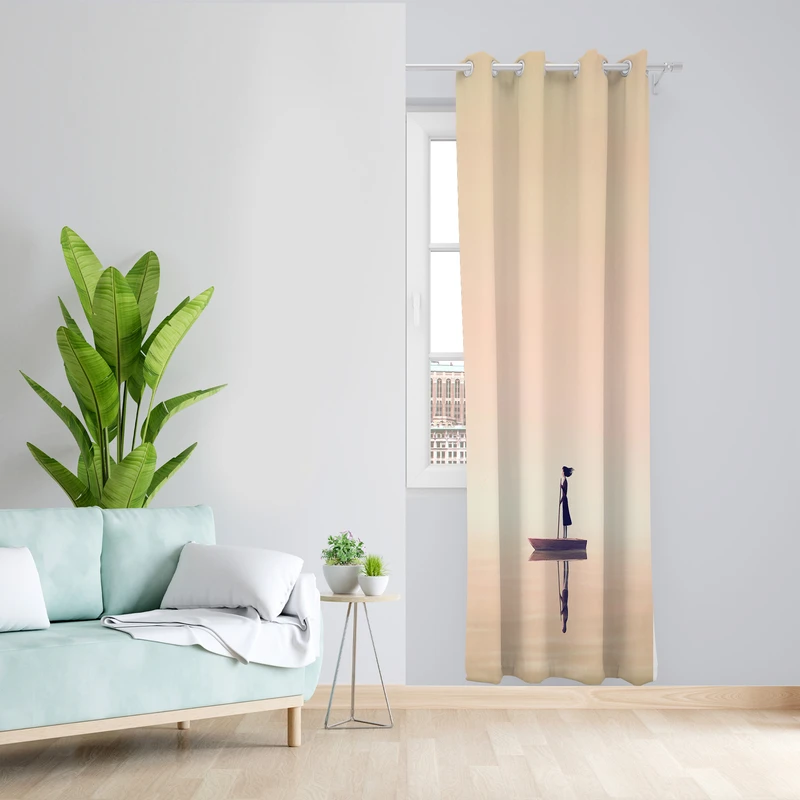 پرده طرح قایق مدل مخمل پانچی کد 2260 z سایز 140x200 سانتی متر