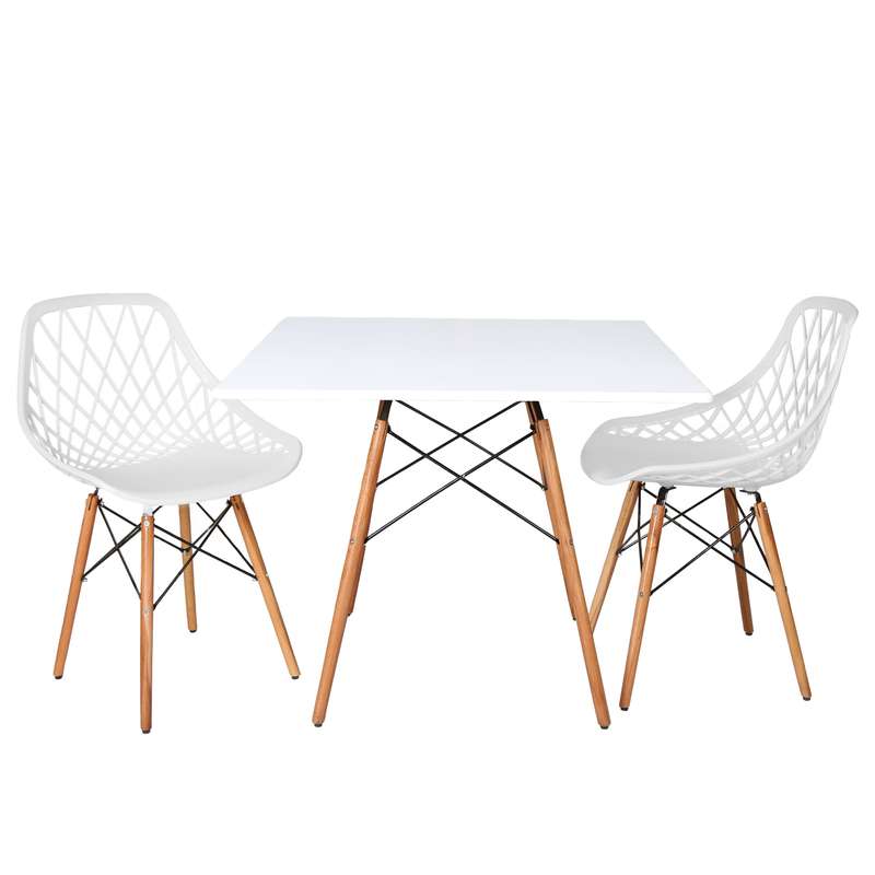 میز و صندلی ناهارخوری دو نفره مدل الماس فایبرگلاس پایه ایفلی MS