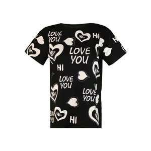 تی شرت آستین کوتاه زنانه مدل لاو نگین دار 12