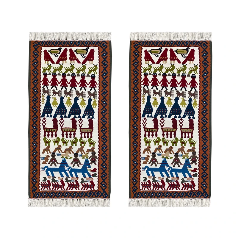 گلیم دستبافت یک متری مدل شیدا کد 9889 بسته 2 عددی