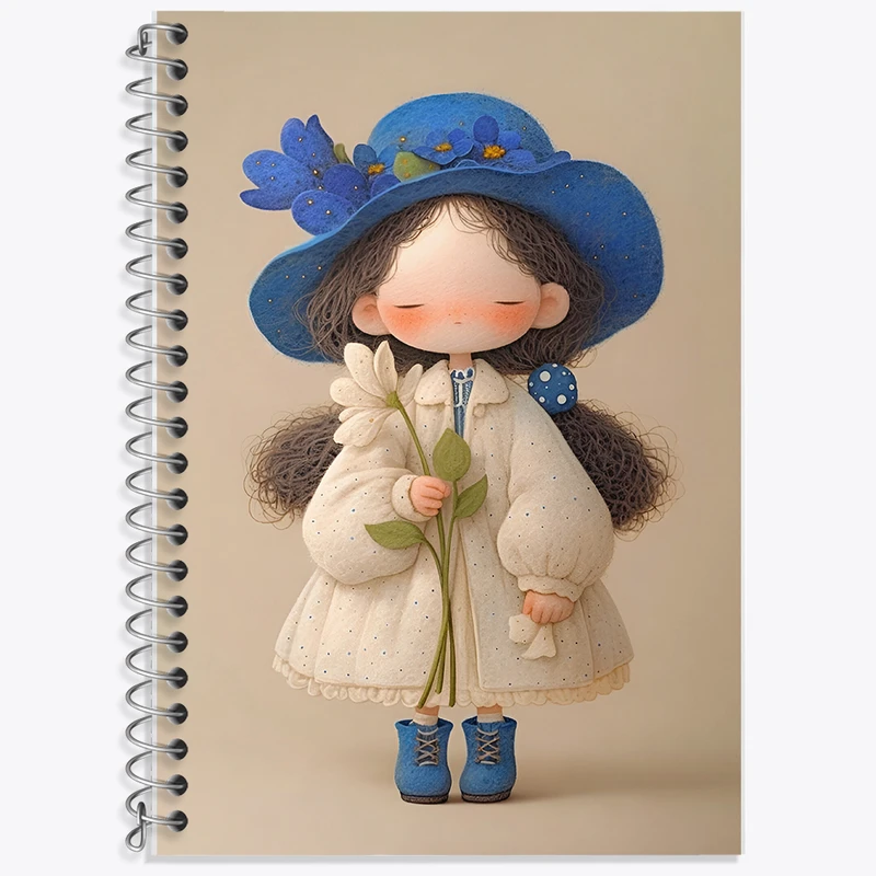 دفتر زبان 50 برگ خندالو مدل سه خط طرح دخترانه کیوت کد F5154