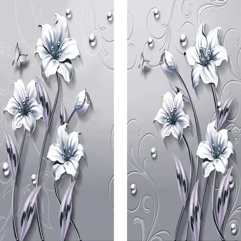 پرده مدل پانچی طرح گل سه بعدی سایز 280x145 سانتی متر