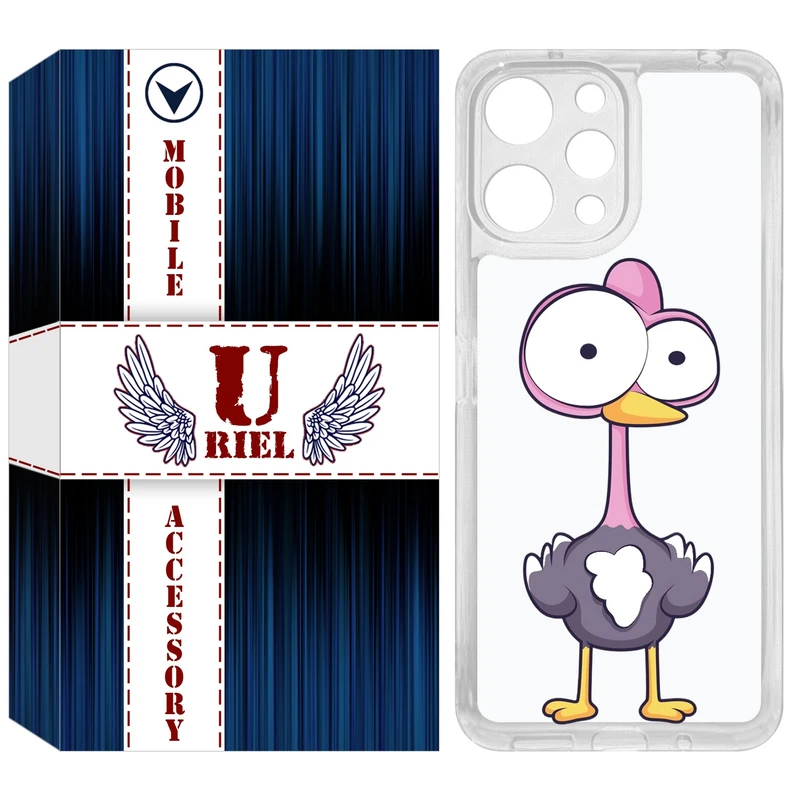 کاور یوریل مدل Clear کد 43 طرح شترمرغ مناسب برای گوشی موبایل شیائومی Redmi 12 4G / 12 5G