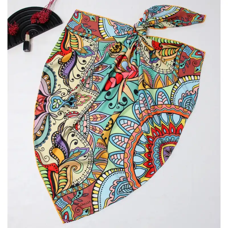 روسری زنانه مدل ابریشم طرح سنتی شاد کد 2972