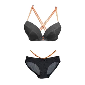 ست شورت و سوتین زنانه مدل هارنس دار رنگ مشکی
