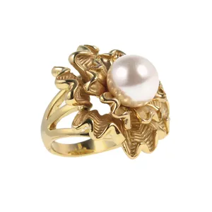 انگشتر زنانه مدل گل مرواریدی