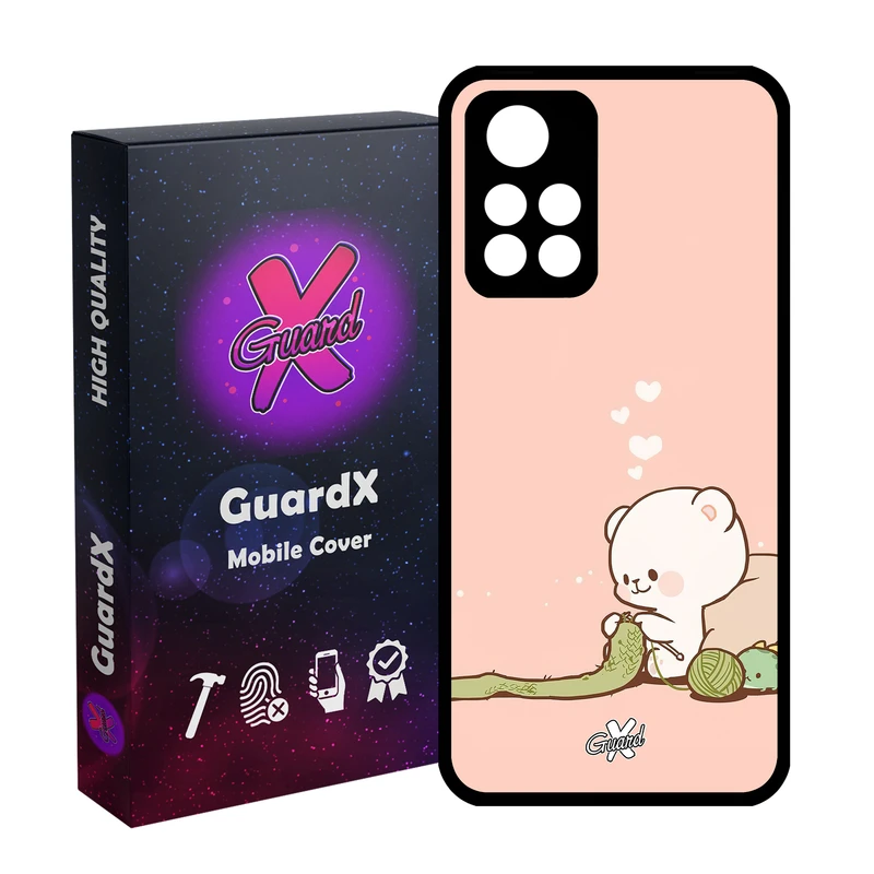 کاور گارد ایکس طرح خرس 2 مدل Glass10489 مناسب برای گوشی موبایل شیائومی Poco M4 Pro 5G/Redmi Note 11T 5G/Redmi Note 11S 5G