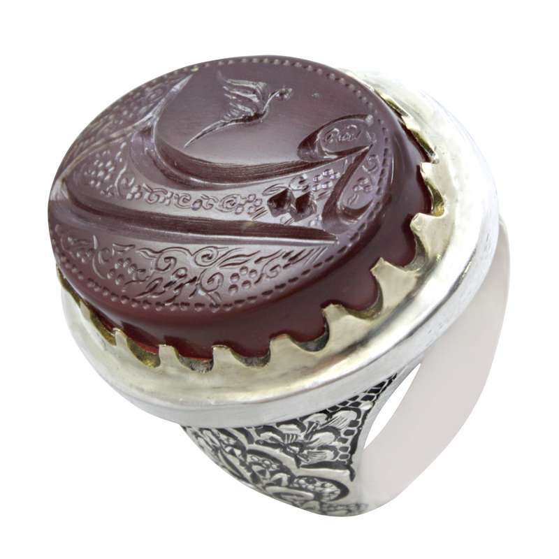 انگشتر نقره مردانه مدل عقیق خطی کد v16