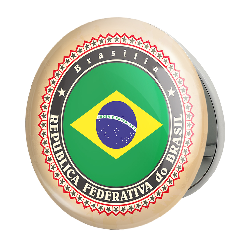 آینه جیبی خندالو طرح پرچم برزیل مدل تاشو کد 20689 