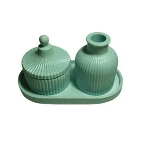 ست گلدان و قندان سنگی مدل کبریتی به همراه سینی