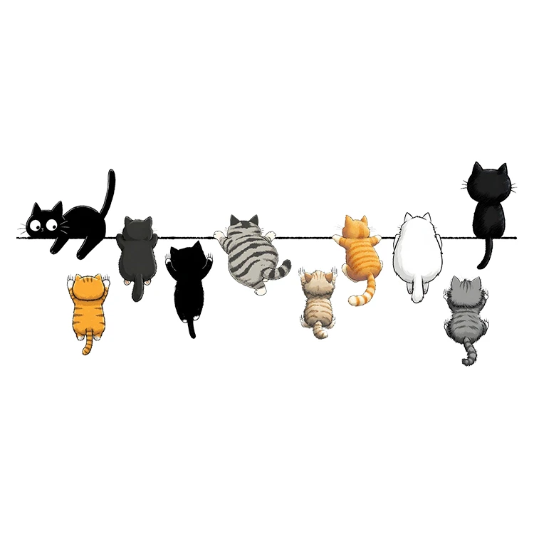 استیکر پارچه و لباس پاد آفرین مدل گربه کیوت فانتزی بامزه کارتونی کد S2739