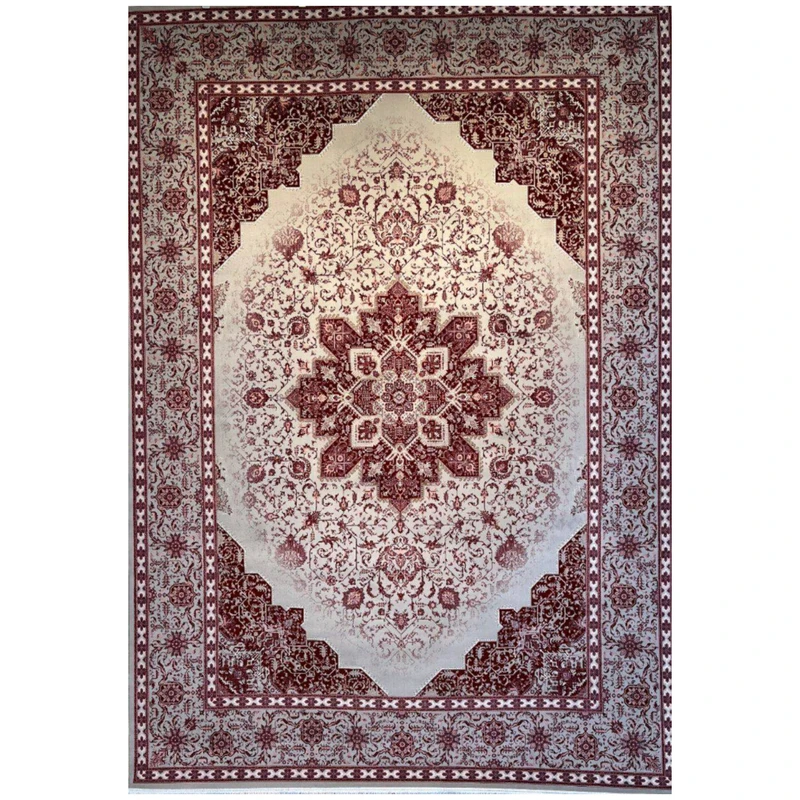 فرش ماشینی 1200 شانه زمینه نقره‌ای حاشیه سیلور مدل هریس سیلور تراکم 3600