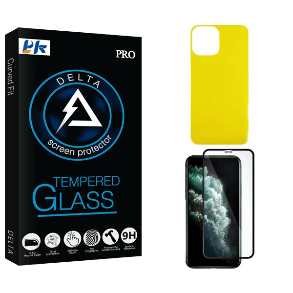 محافظ صفحه نمایش پی کی مدل Delta مناسب برای گوشی موبایل اپل iPhone 11 promax  به همراه محافظ پشت گوشی