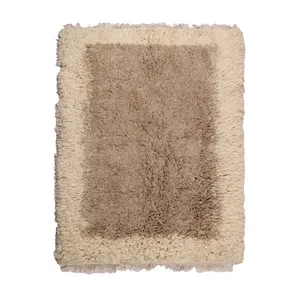 گلیم دستبافت سه متری مدل شگی طرح مراکشی کد 4040704 زمینه کرم