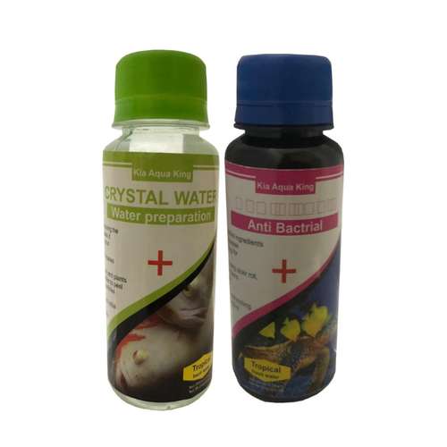 محلول شفاف کننده آب آکواریوم مدل SJ-12 حجم 120 میلی لیتر به همراه محلول درمان جادویی آبزیان