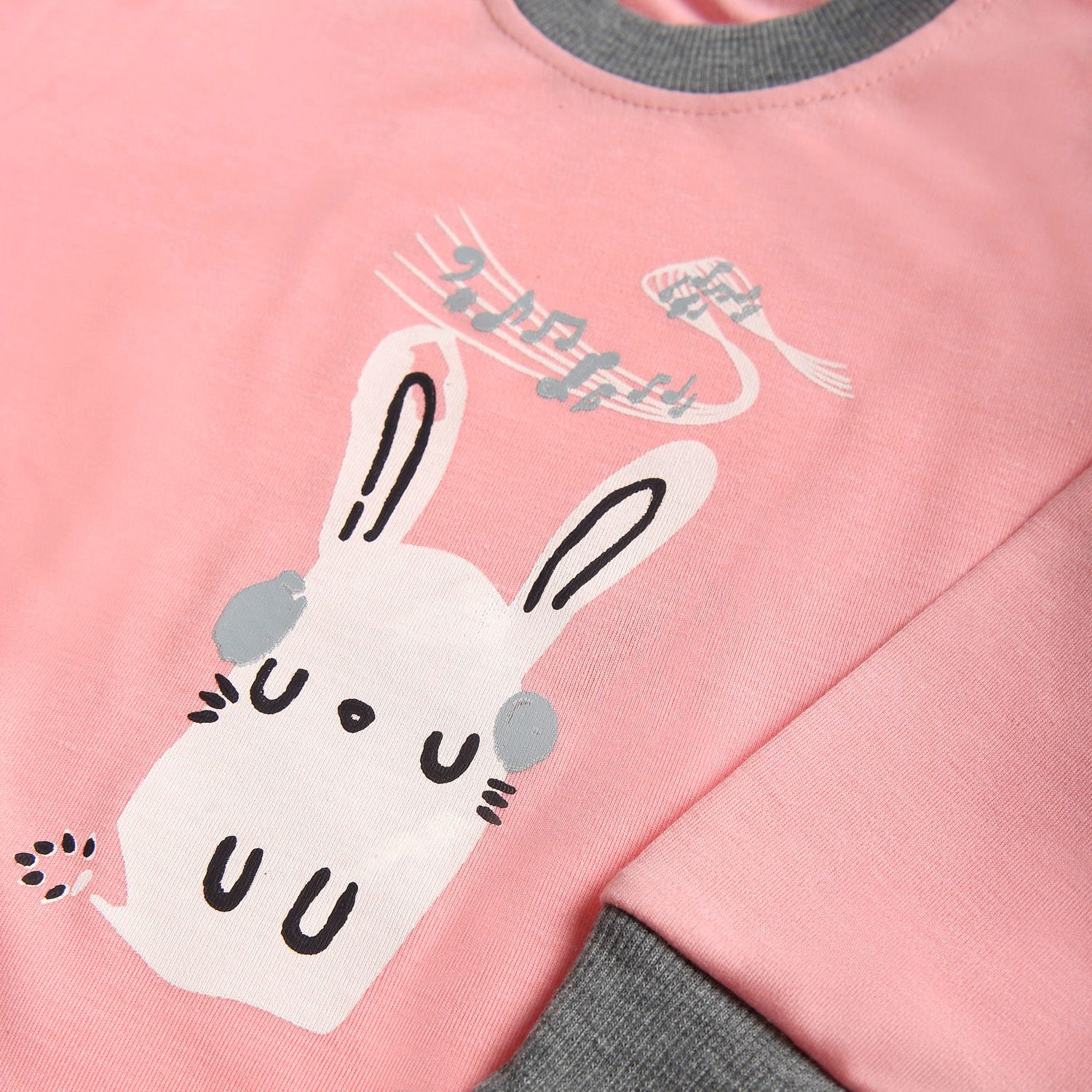 ست تی شرت آستین بلند و شلوار بچگانه سپیدپوش مدل خرگوش و موزیک -  - 5