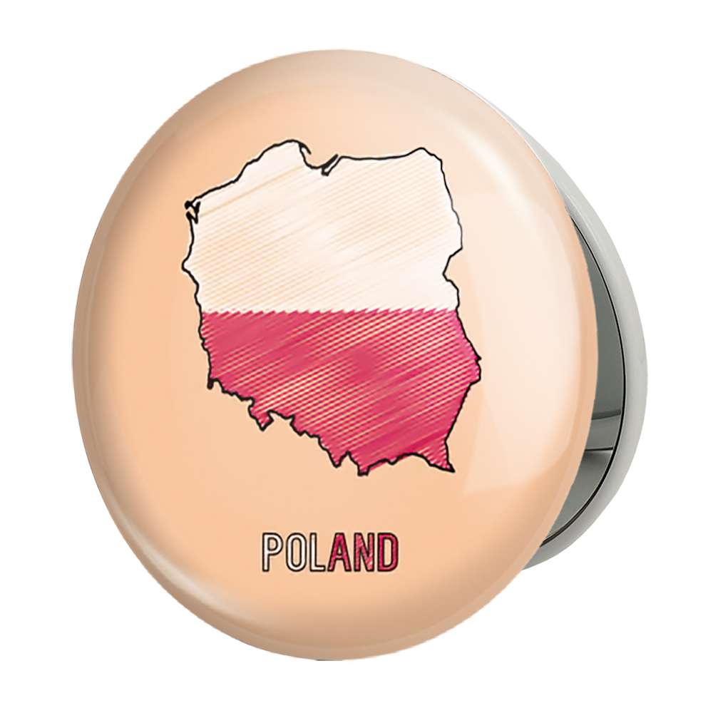 آینه جیبی خندالو طرح پرچم لهستان مدل تاشو کد 20497 