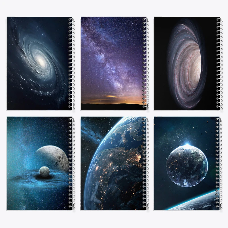 دفتر مشق 100 برگ خندالو طرح کهکشان کد 864 مجموعه 6 عددی