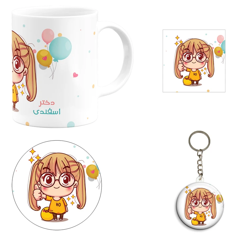 ست هدیه ماگ طرح ماه تولد اسفند دخترانه کد B1