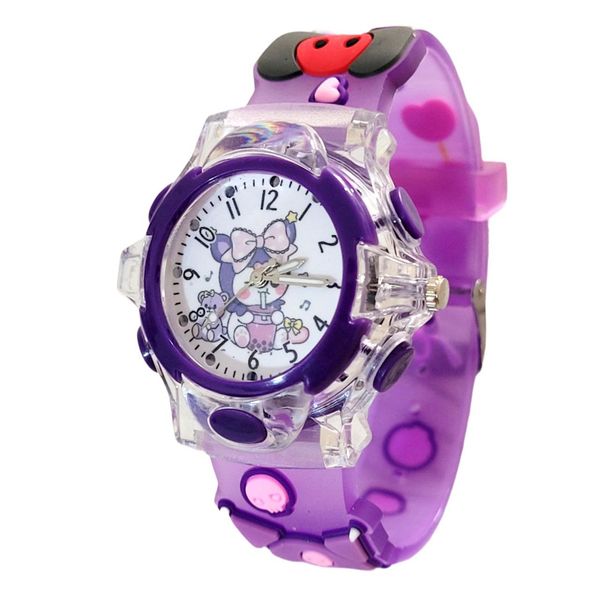 ساعت مچی عقربهای کوارتز دخترانه مدل چراغدار طرح کرومی