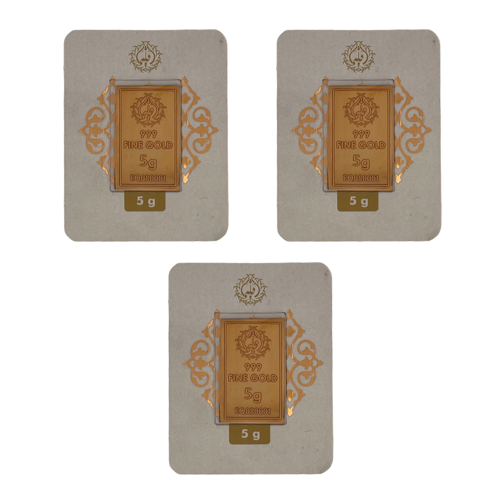 شمش طلا 24 عیار مدوپد مدل اقلیما کد eg5-3 بسته 3 عددی