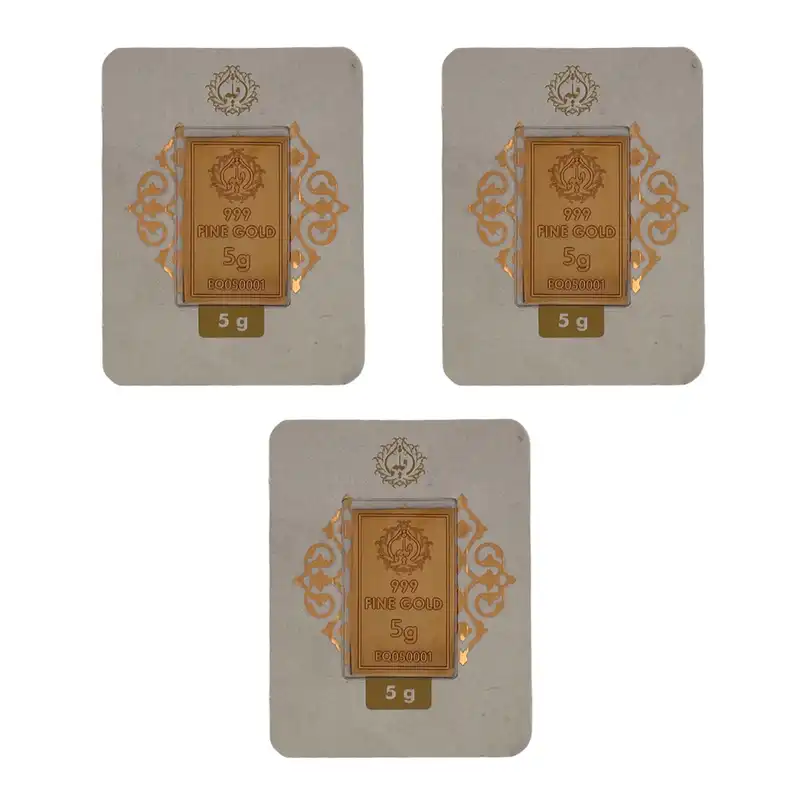 شمش طلا 24 عیار مدوپد مدل اقلیما کد eg5-3 بسته 3 عددی