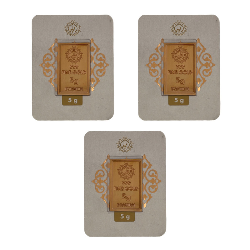 شمش طلا 24 عیار مدوپد مدل اقلیما کد eg5-3 بسته 3 عددی