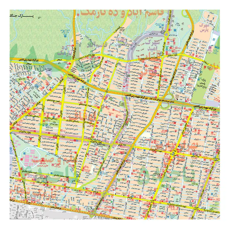 نقشه راهنمای منطقه ۴ تهران گیتاشناسی نوین کد ۱۳۰۴