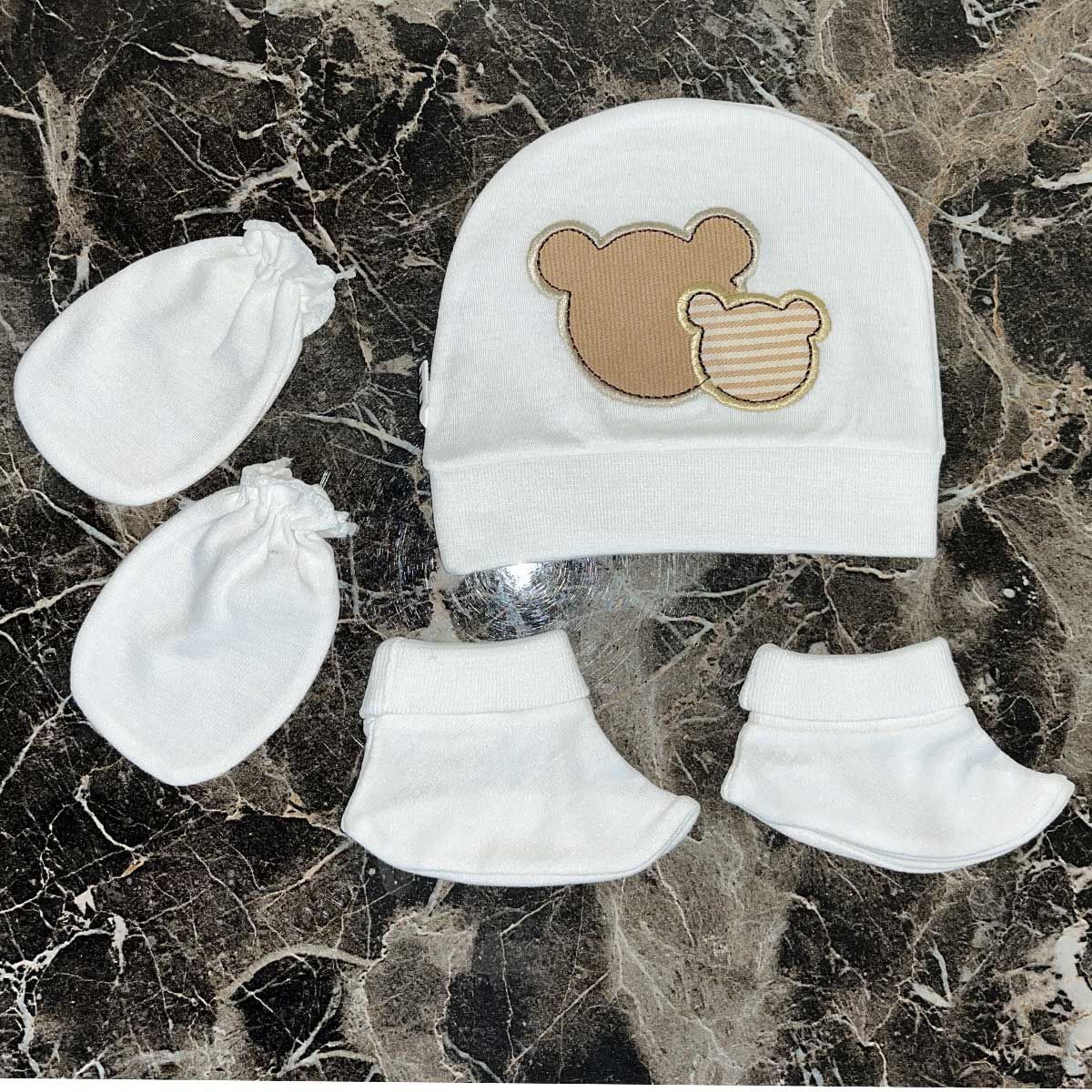 ست کلاه و دستکش و پاپوش نوزادی مادرکر مدل Baby and Mom -  - 2